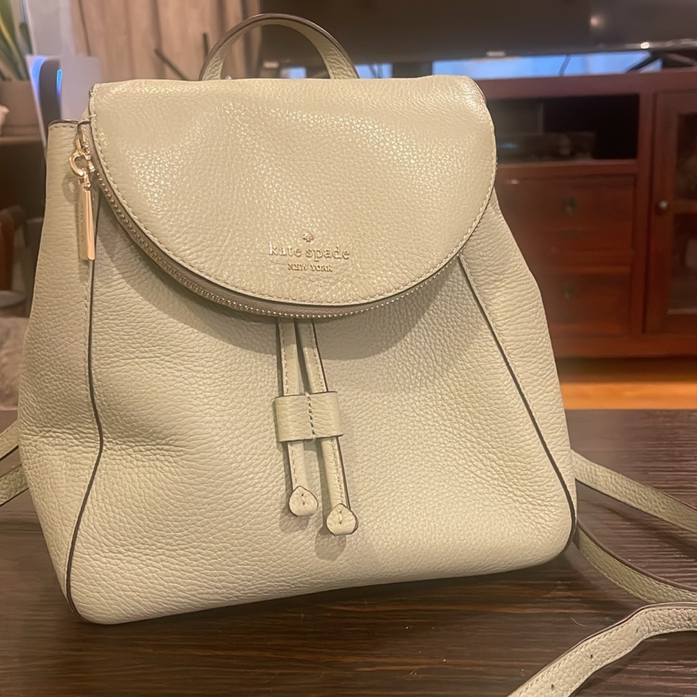 Kate Spade Leila Medium Flap Pebbled Leather Backpack